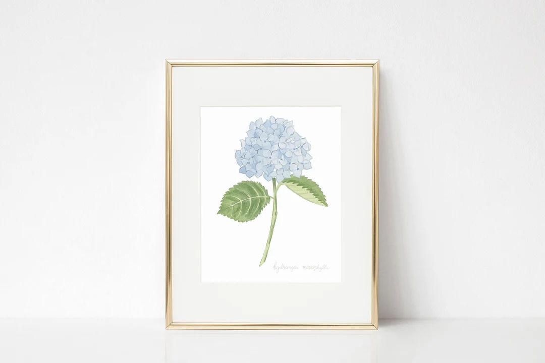 Hydrangea Watercolor Print, Floral Watercolor Print, Floral Wall Art, Blue Hydrangea, Floral Artw... | Etsy (US)
