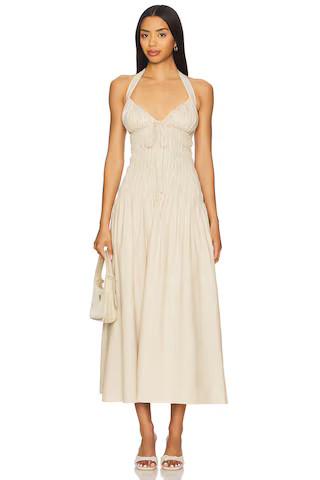 Tularosa Liya Midi Dress in Natural from Revolve.com | Revolve Clothing (Global)