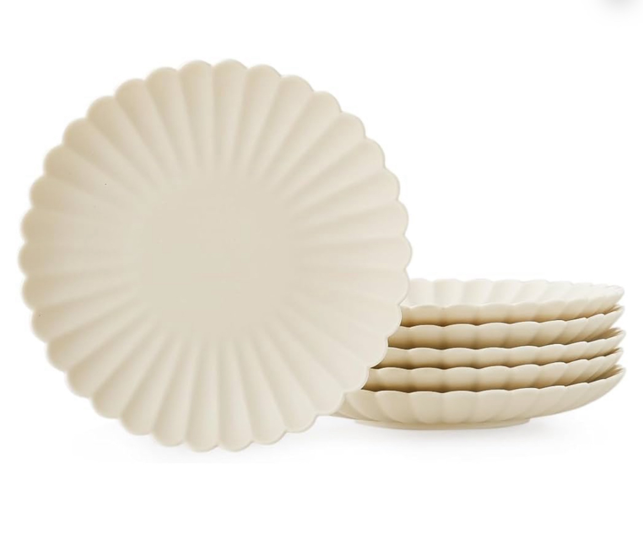 WENSHUO Daisy Dinner Plates Set of 6, 9-inch Round, Matte Crème