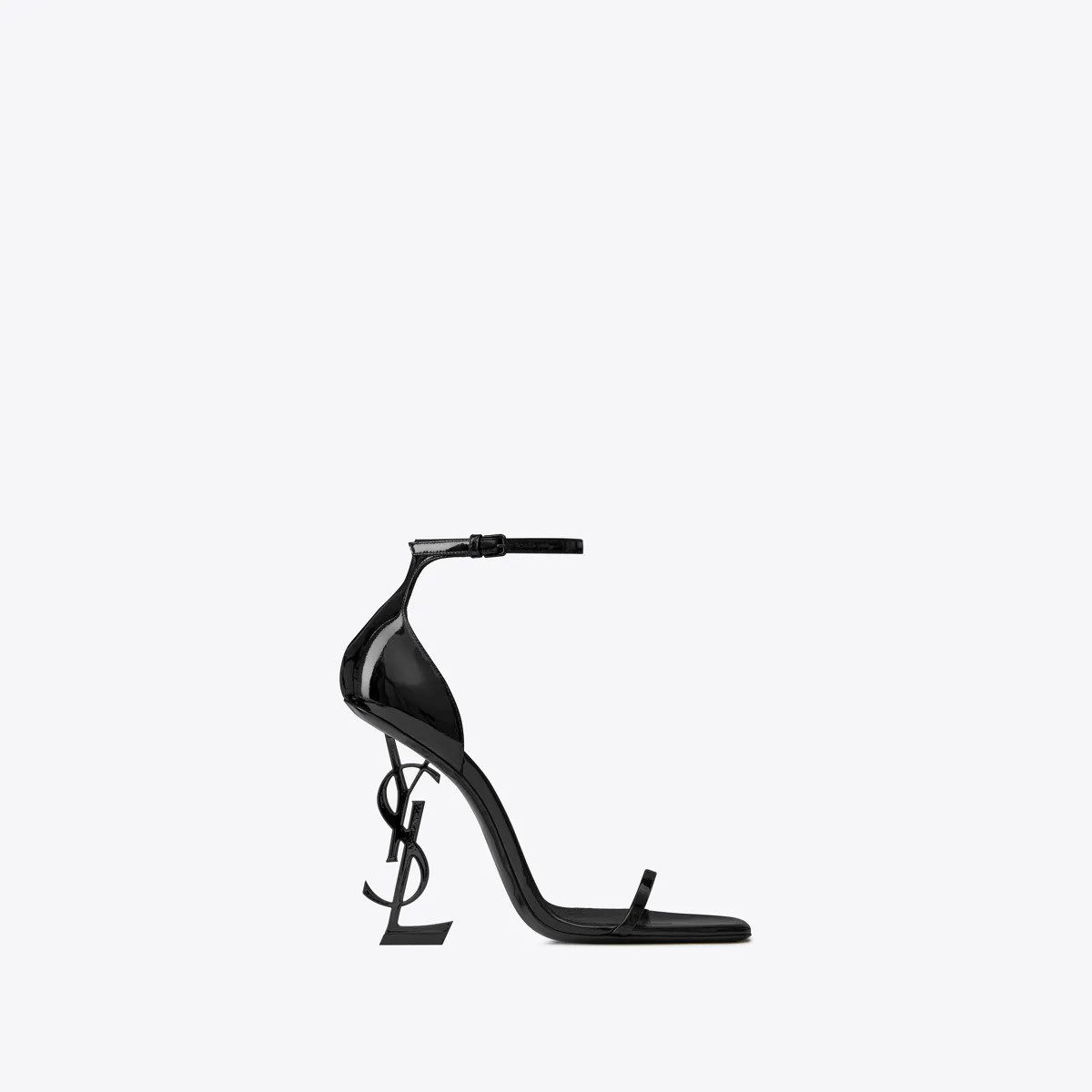 Opyum Sandals In Patent Leather With Black Heel Black 10 | Saint Laurent Inc. (Global)