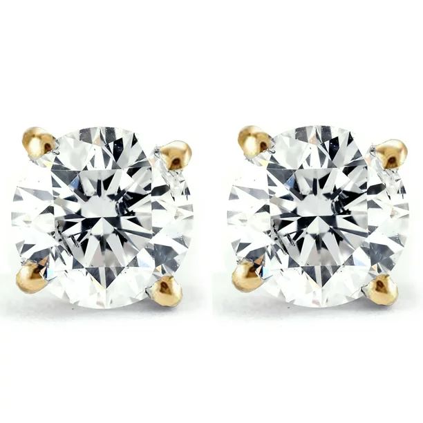 1/4 Carat Genuine Diamond Stud Earrings (I2-I3 Clarity, IJ Color) 14k Yellow Gold | Walmart (US)