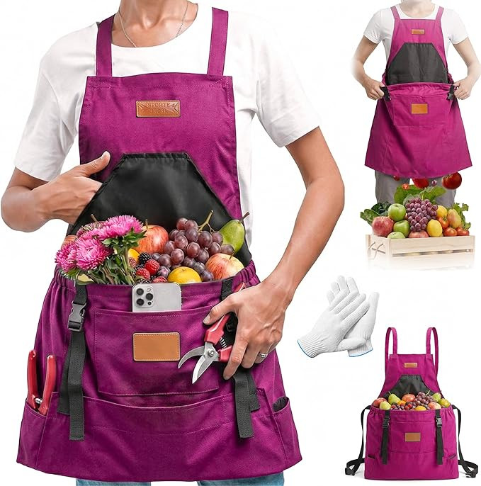 Gardening Apron with Pockets, Waterproof Cross Back Harvest Apron for Women & Men, Field Work Gar... | Amazon (US)