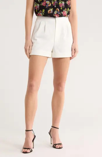 Alice + Olivia Conry Cuff Pleated Shorts in Off White at Nordstrom Rack, Size 6 | Nordstrom Rack