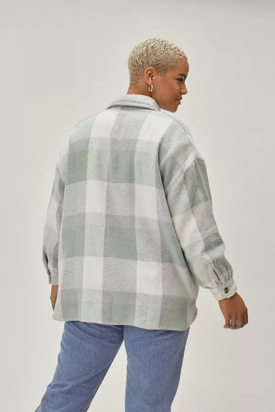 Plus Size Oversized Checked Shacket | Nasty Gal (US)