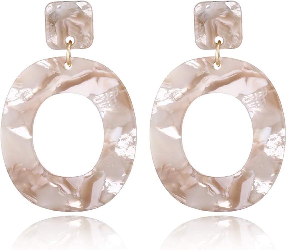 Horseshoe Acrylic Dangle Earrings Statement Acetic Acid Beach Earrings for Women | Amazon (US)