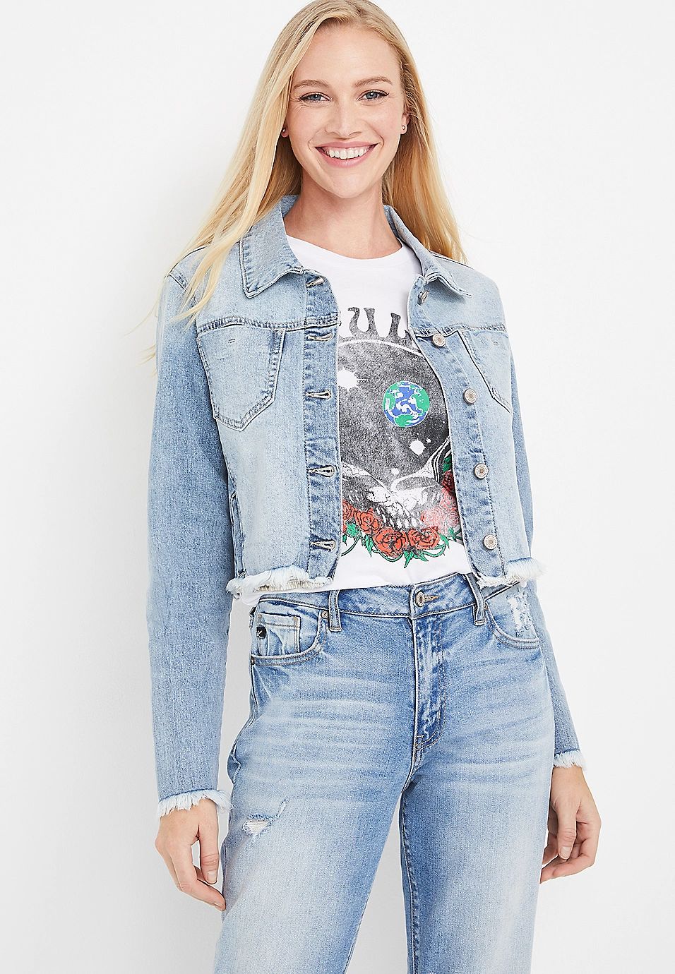 KanCan™ Denim Crop Jacket | Maurices