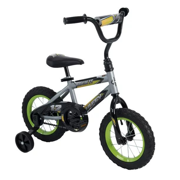 Huffy 12 Inch Rock It Boy's Sidewalk Bike, Silver Matte and Lime | Walmart (US)