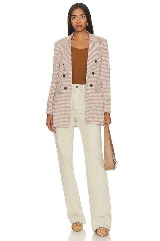 Long Double Breasted Blazer in Dusty Blue | Revolve Clothing (Global)