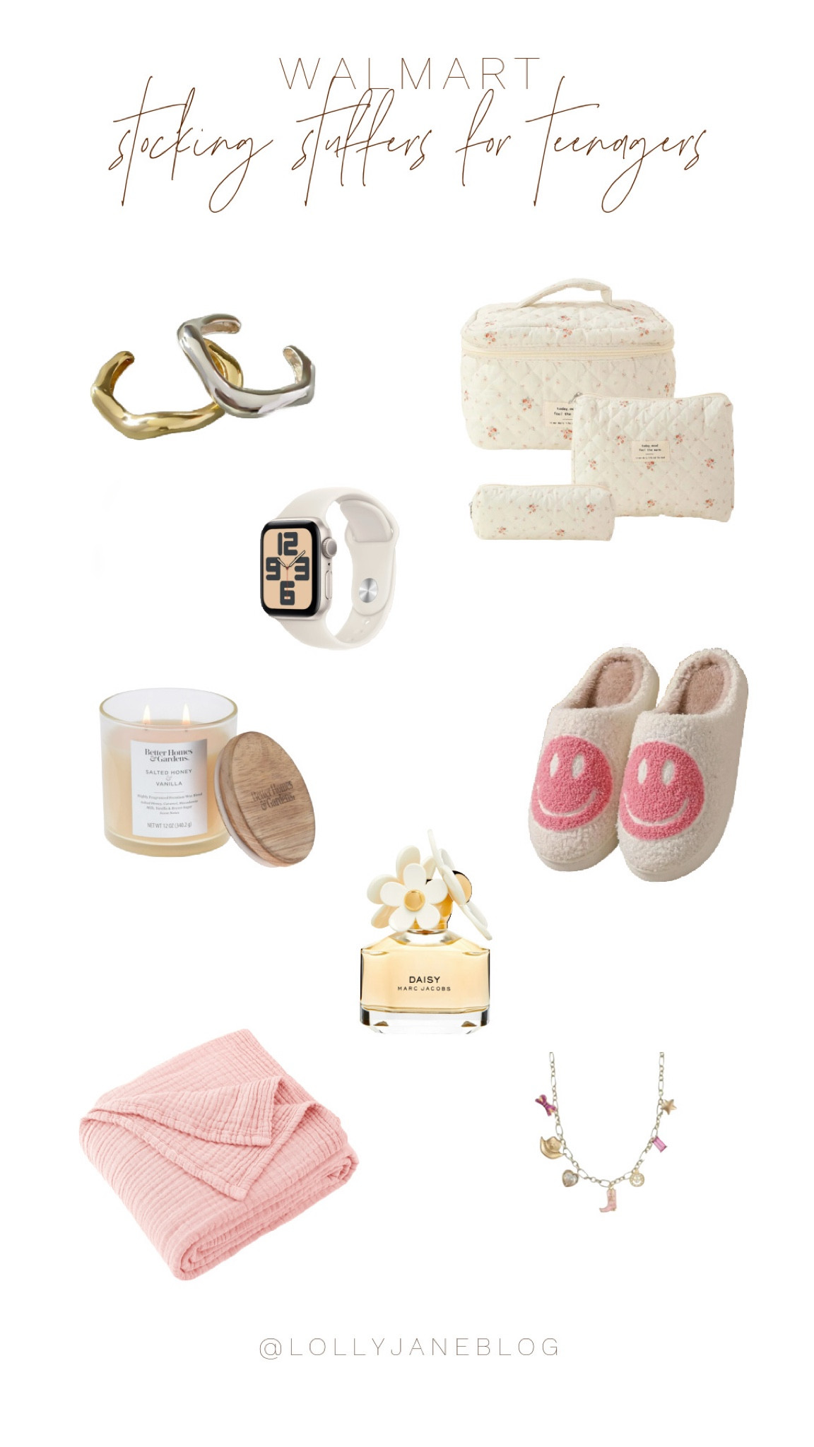 Struggling to find the perfect stocking stuffers or presents for your daughter this Christmas? We've got you covered with these adorable and thoughtful gifts from Walmart that she'll absolutely love!

From cute accessories to cozy essentials, these picks will make her feel extra special this holiday season! 🩷

Charm Necklace for a personal touch
Floral Makeup Bags
Sweet Perfume
Bracelet Stack for a little sparkle
Cozy Black Throw Blanket
Pink Candle to set the moofuzzy smiley slipppers for a little joy
Muslin blanket for those cold days
An apple watch

These gifts are sure to make her smile and feel loved! Shop now at Walmart and make this Christmas one to remember. #StockingStuffers #HolidayGifts #TargetFinds #GiftsForHer #DaughterGifts #ChristmasMagic #GiftIdeas

#LTKHoliday #LTKGiftGuide #LTKSeasonal