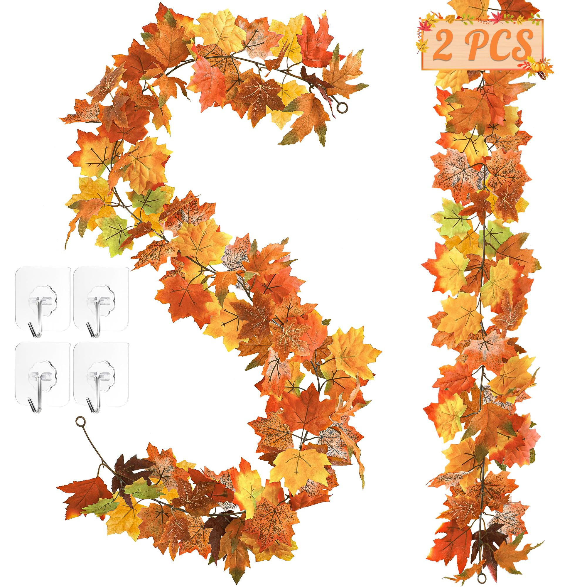 11.8FT Fall Decor, 2 Pack Fall Garland for Mantle, Fall Decorations for Home, Thanksgiving Decor ... | Amazon (US)