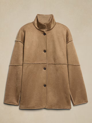 Reversible Vegan Suede Sherpa Jacket | Banana Republic Factory