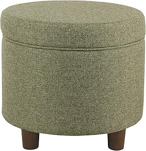 Homepop Home Decor | Upholstered Round Storage Ottoman | Ottoman with Storage for Living Room & B... | Amazon (US)