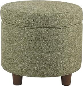 Homepop Home Decor | Upholstered Round Storage Ottoman | Ottoman with Storage for Living Room & B... | Amazon (US)