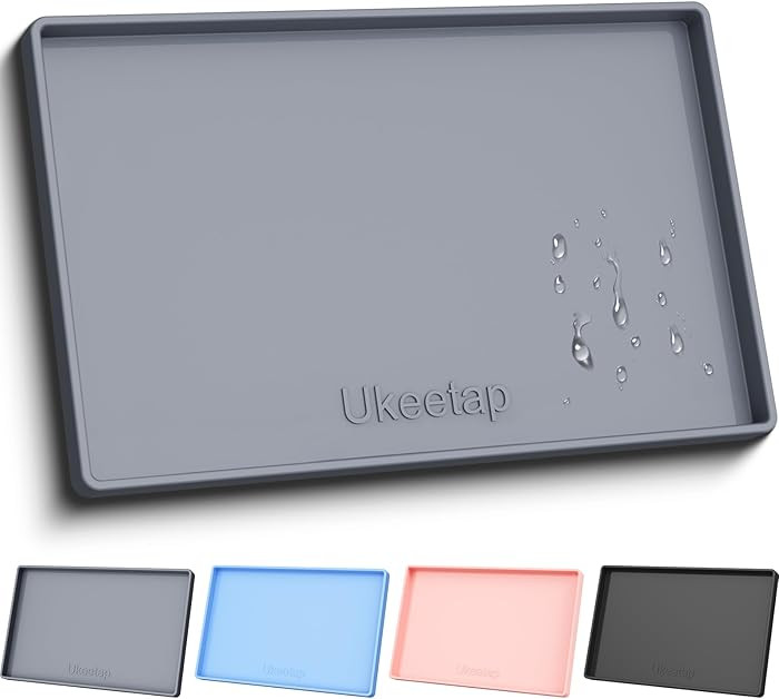 ukeetap Extra Thick Silicone Mat Waterproof with Raised Edge 34" x 22", Under Sink Mat for Kitche... | Amazon (US)