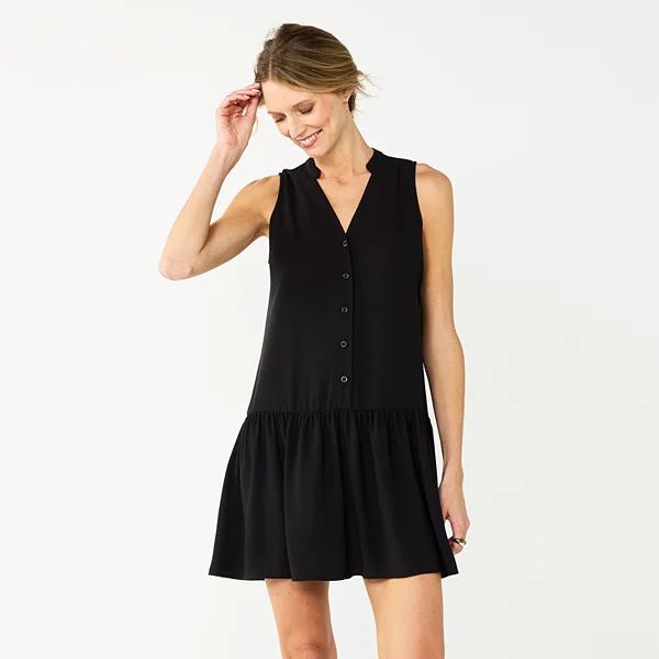 Women's Nine West Button Front Ruffle Hem Dress | Kohl's