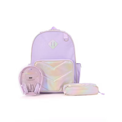 Locker Club Kids' 16L Nylon Backpack with Headphone Pencil Pouch - Lavender: Lightweight School B... | Target