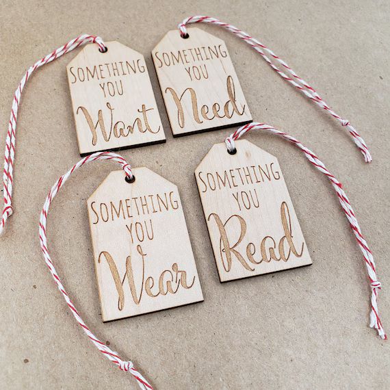 Maple Wood Gift Tags - Something You Wear Need Want Read - Set of 4 | Etsy (US)