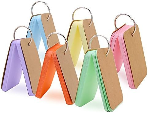 Koogel 300 Pieces 2.2 x 3.5 Inches Multicolor Kraft Paper Binder Ring Easy Flip Flash Card Study ... | Amazon (US)