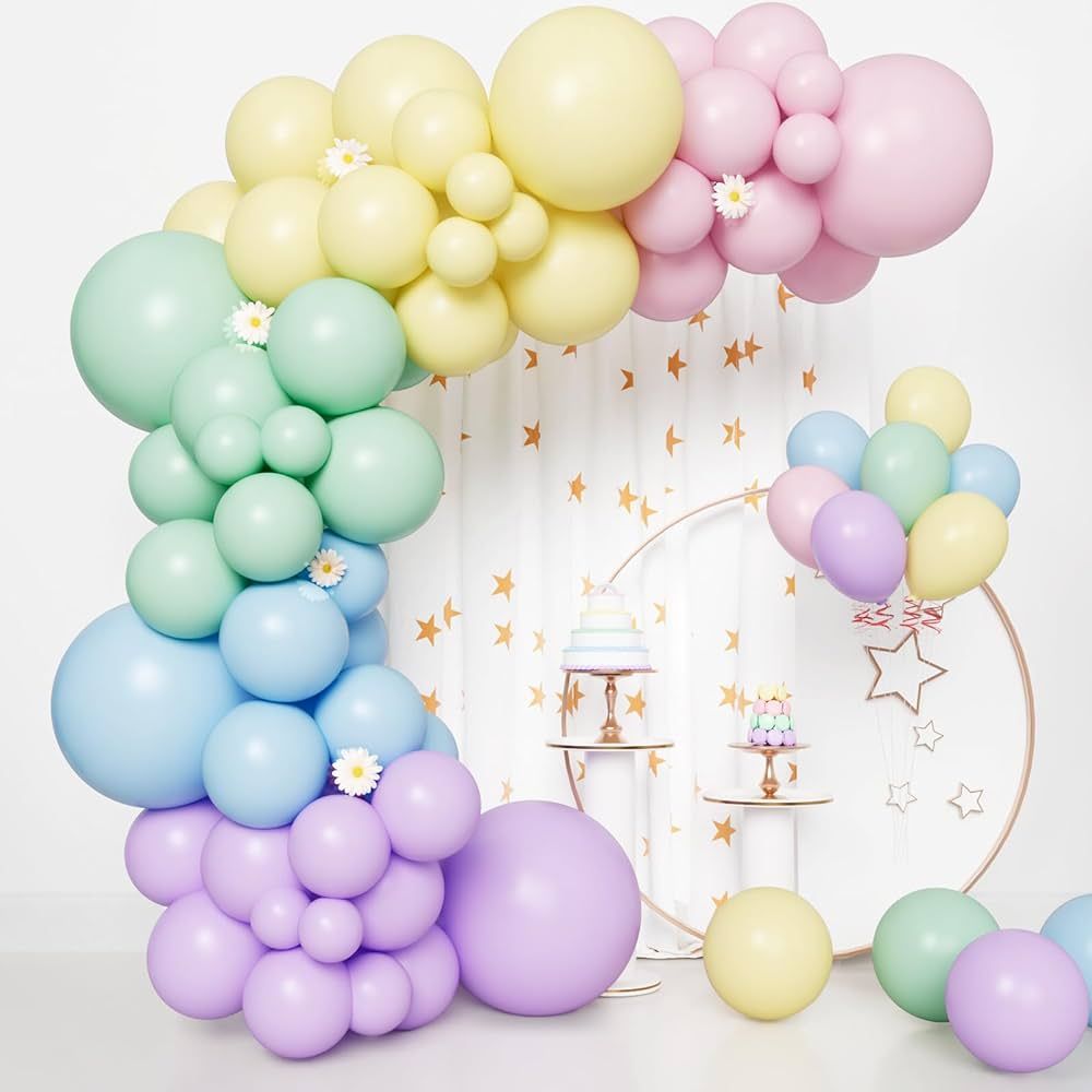 Bonropin Rainbow Pastel Balloon Arch kit with Assorted Color Balloons Garland Pastel Party Balloo... | Amazon (US)