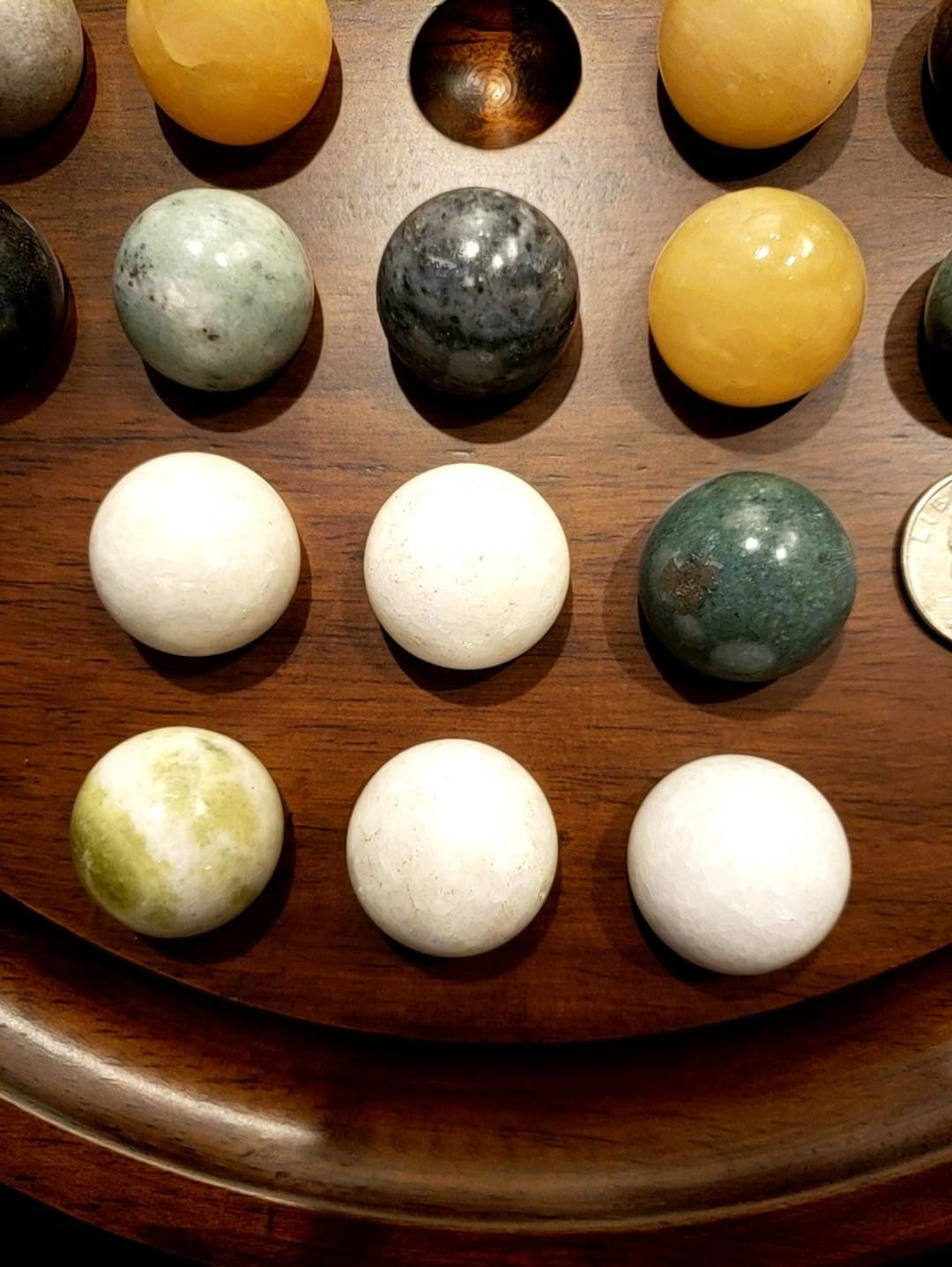 Deluxe Solitaire Game Set: 12.6'' Solid Wooden Board, 32 Natural Marble Balls, Single-Player Stra... | Amazon (US)