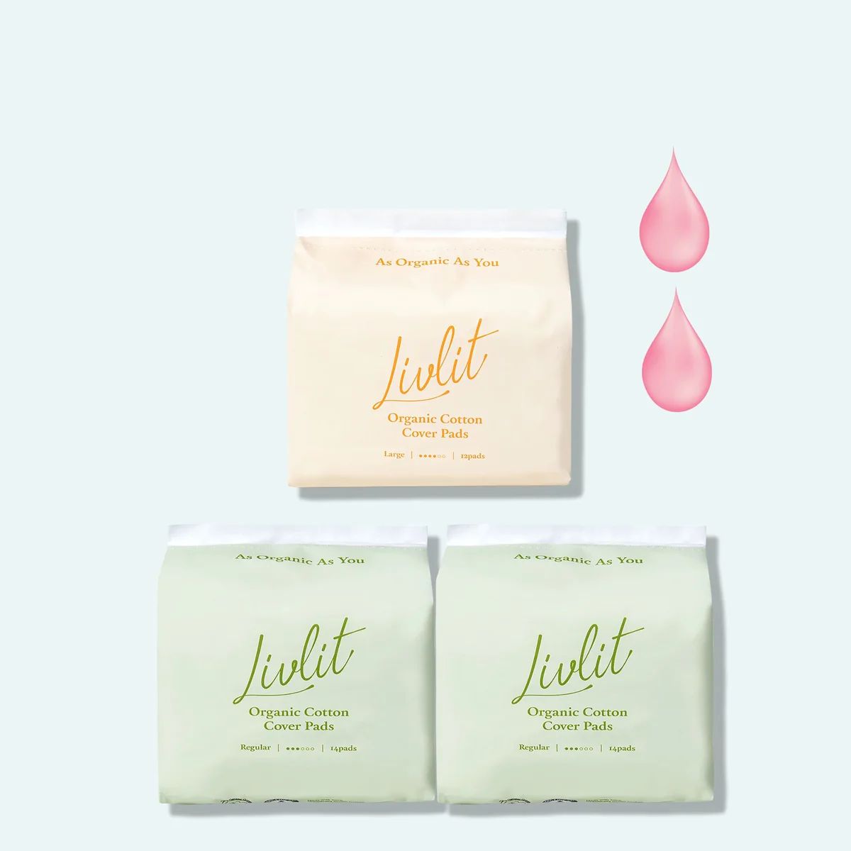 LIVLIT I Regular Flow Set, 100% Organic Cotton, Zero Chemical (No SAP) | LIVLIT