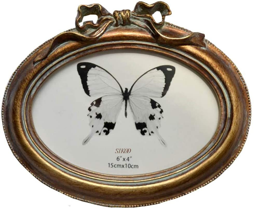 Amazon.com - SIKOO Vintage Oval 4x6 Picture Frame Antique OrnateTabletop and Wall Hanging Photo F... | Amazon (US)