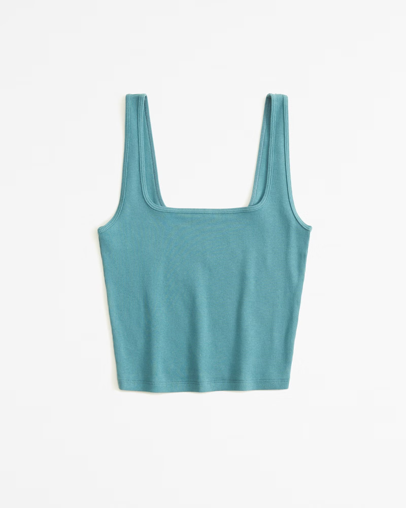 Women's Essential Cropped Squareneck Rib Tank | Women's New Arrivals | Abercrombie.com | Abercrombie & Fitch (US)