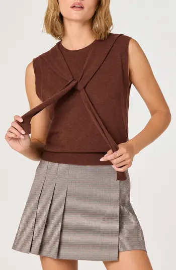 ASTR the Label Scarf Tie Sleeveless Sweater in Brown at Nordstrom Rack, Size X-Large | Nordstrom Rack