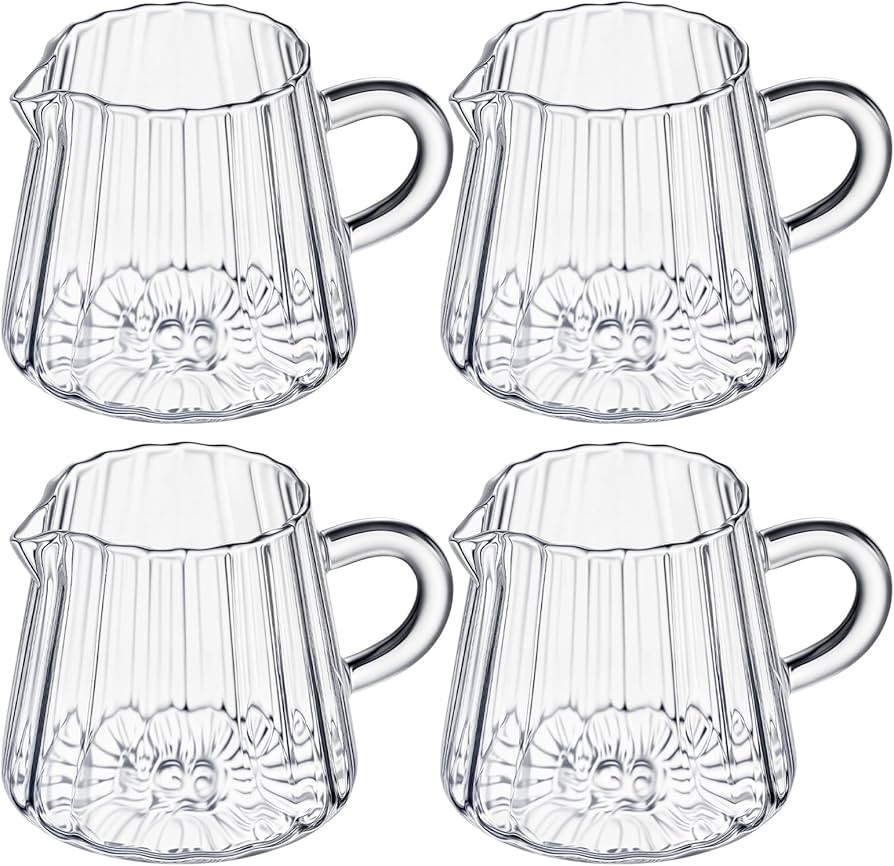 LemonRoad 4 Pcs Small Creamer Pitcher Elegant Wave Shaped Creamer Pitcher for Coffee, Milk, Tea 6... | Amazon (US)