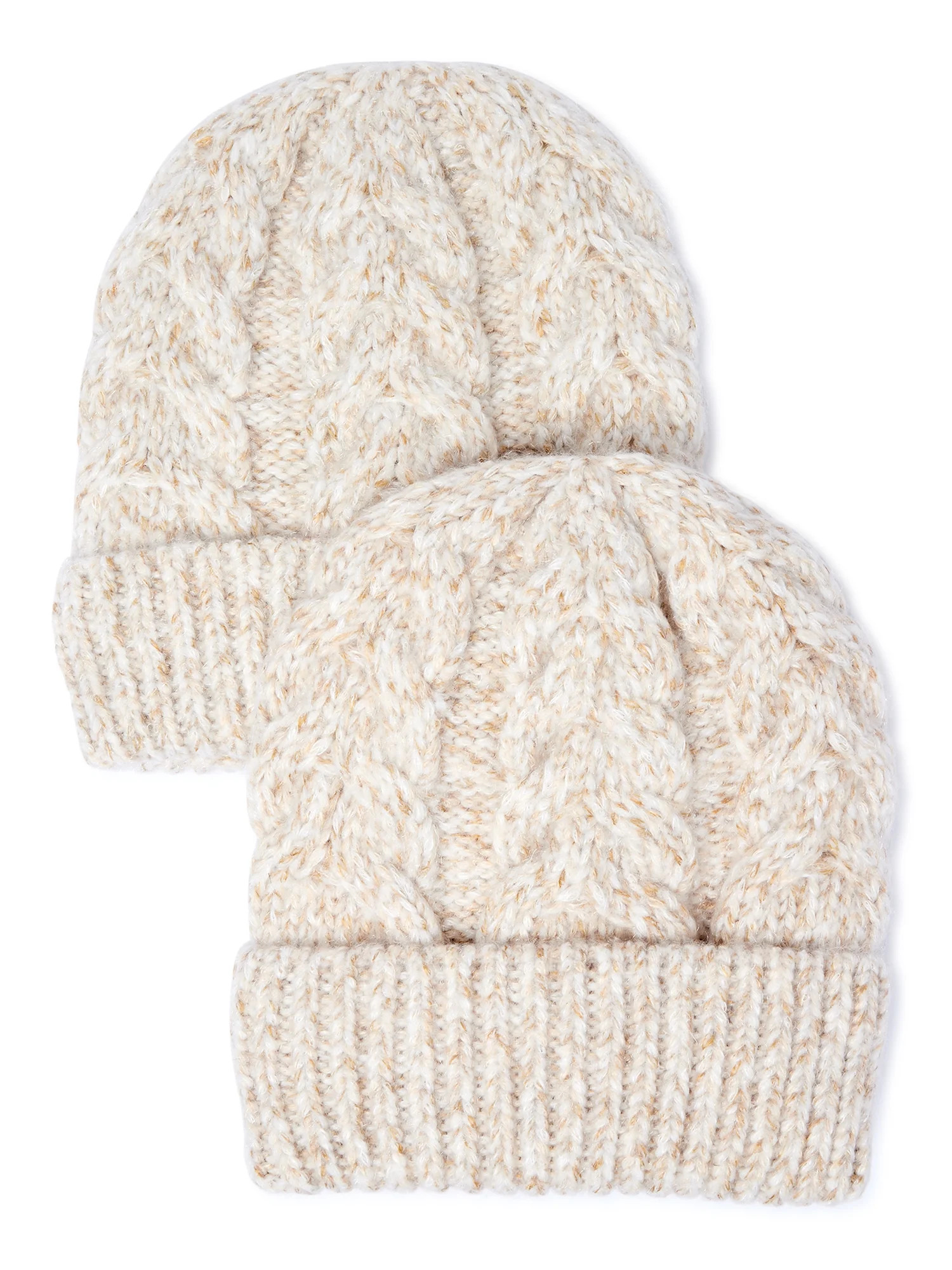 Time and Tru Women's Cable Knit Beanie Set, 2- Piece - Walmart.com | Walmart (US)