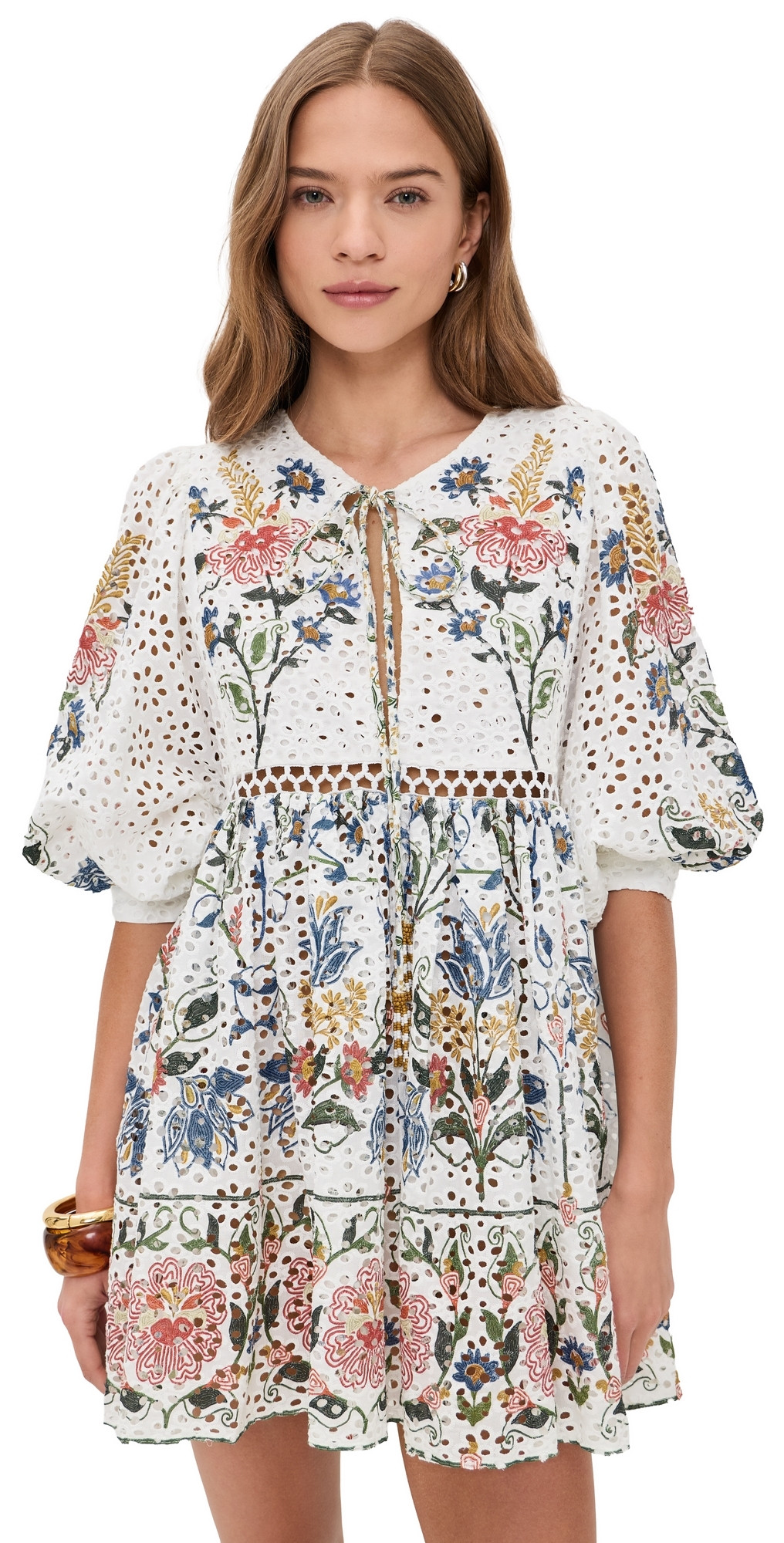 FARM Rio Stitched Garden Off-White Mini Dress Stitched Garden Off White S | Shopbop
