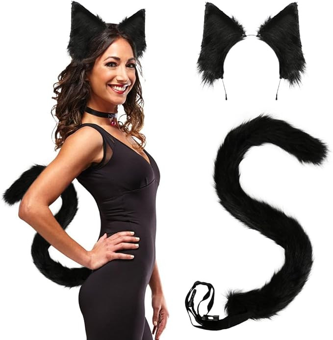 Epokus Plüsch Katze Ohren und Katzenschwanz Set, Katzenohren Haarreif, Katzenkostüm Damen Fuchs... | Amazon (DE)