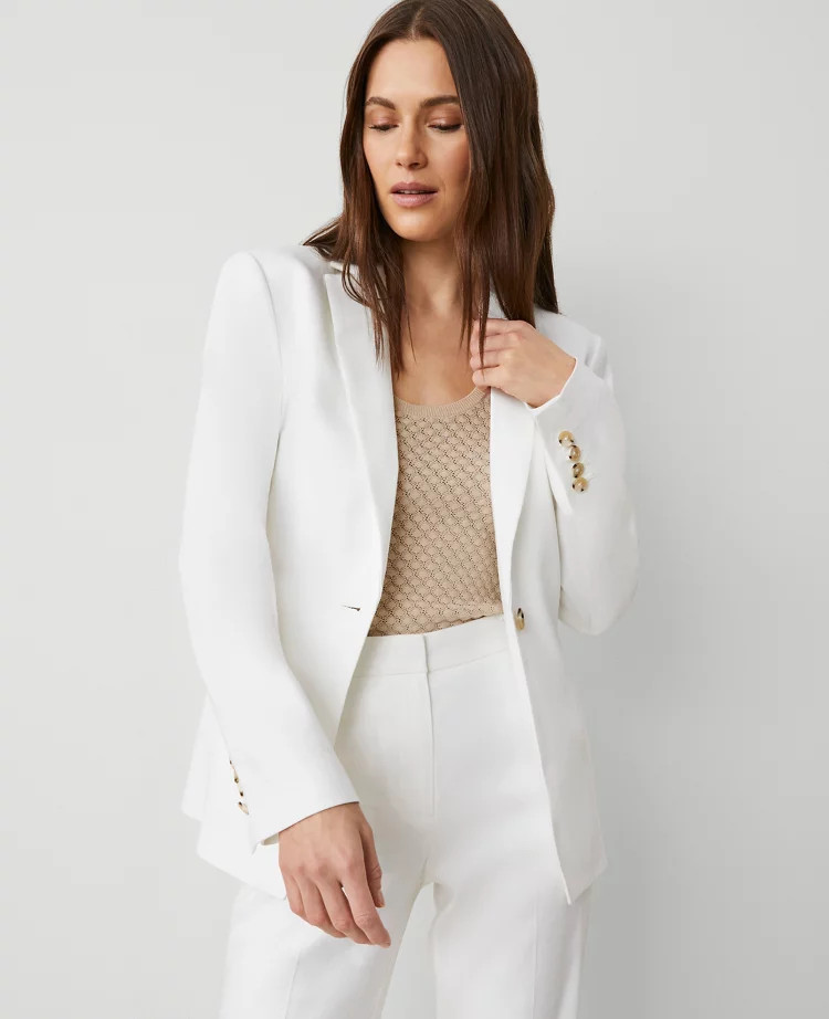 The One-Button Blazer in Linen Blend | Ann Taylor