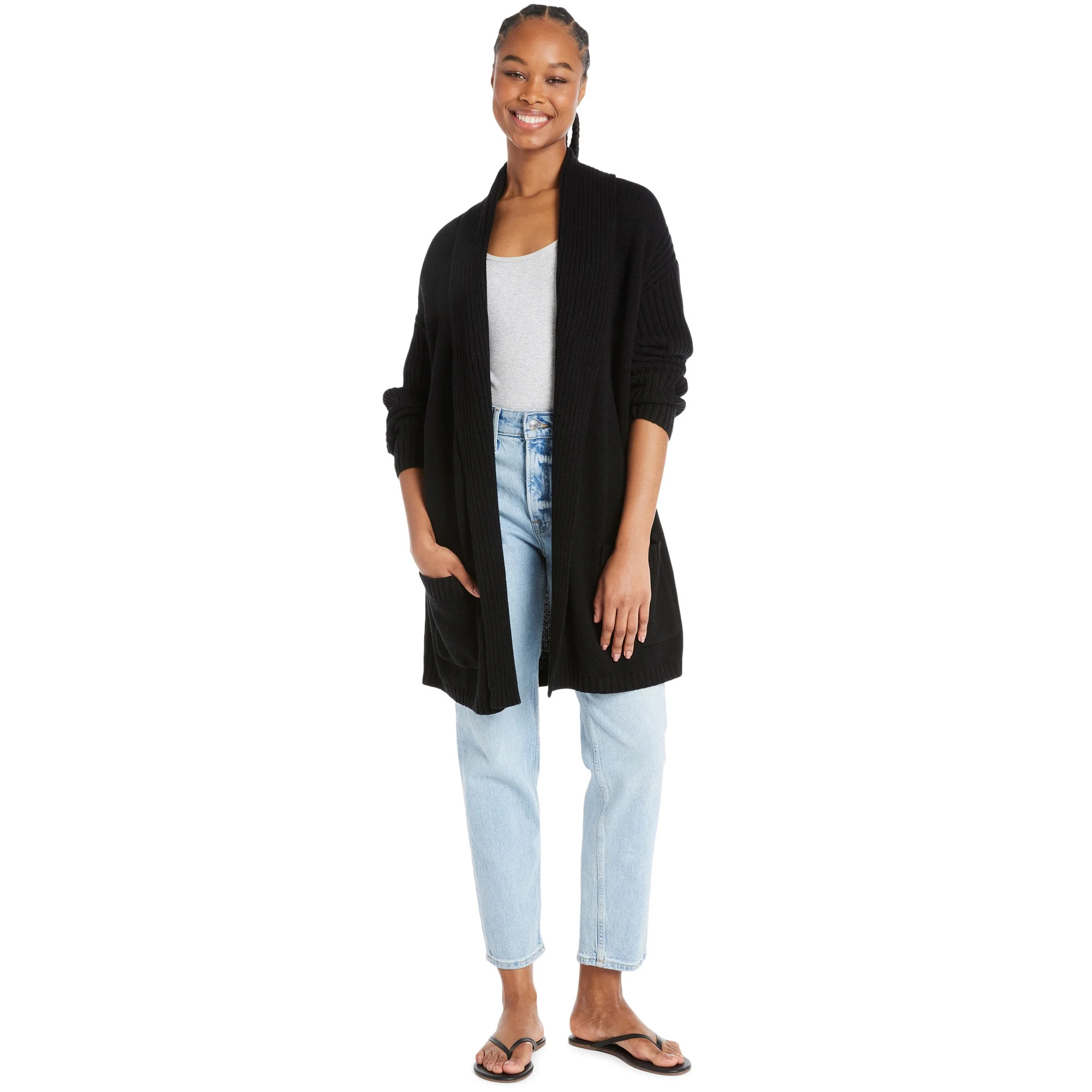 Time and Tru Women's Shawl Collar Cardigan with Long Sleeves, Sizes XS-XXXL - Walmart.com | Walmart (US)