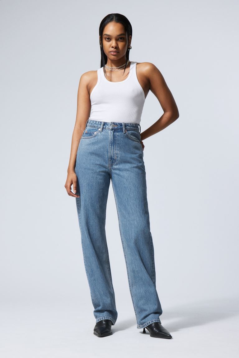 Rowe Extra High Straight Jeans - 90s Blue - Ladies | H&M GB | H&M (UK, MY, IN, SG, PH, TW, HK)