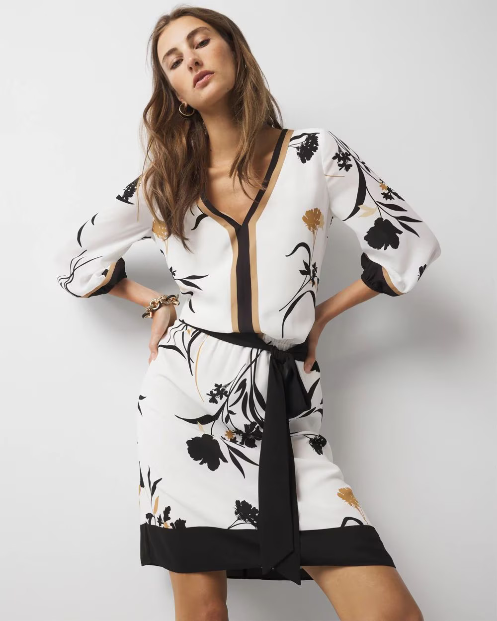 Smocked Blouson Dress | White House Black Market