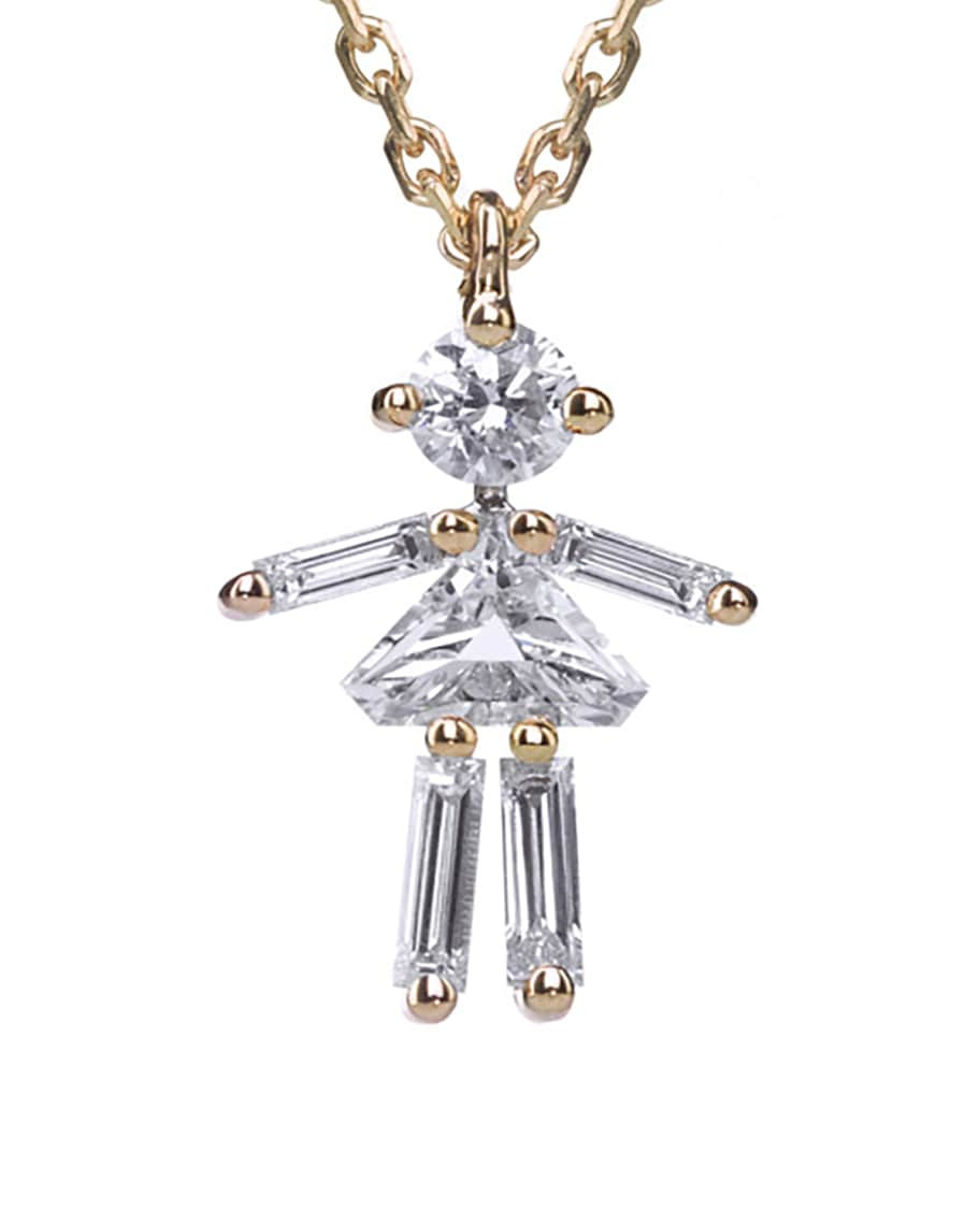 LITTLE ONES PARIS Diamond Girl Necklace | Neiman Marcus