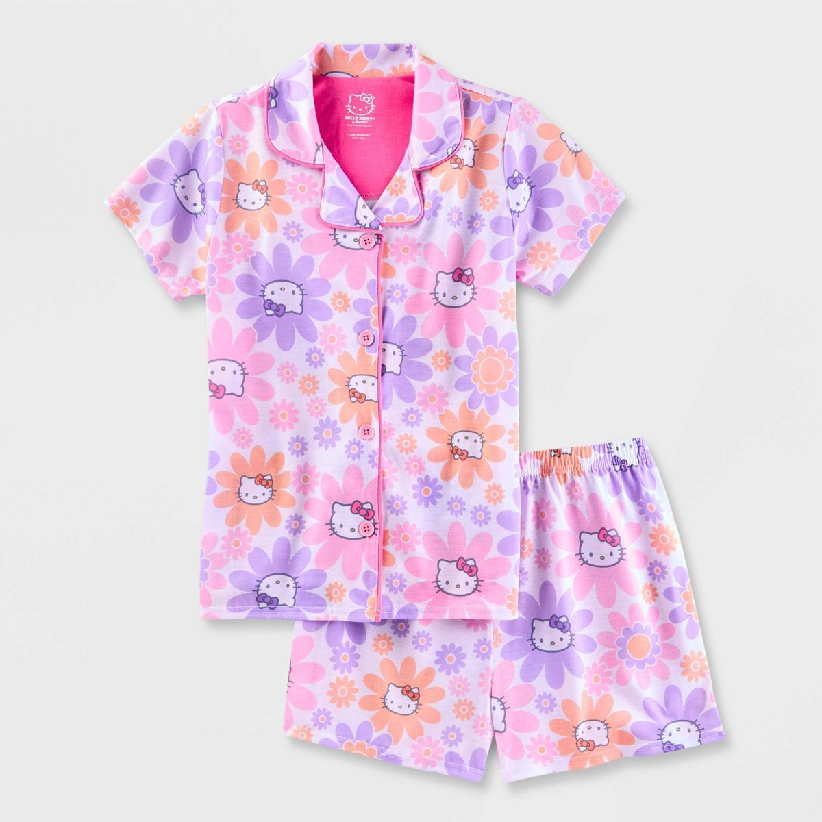Girls' Hello Kitty Coat Pajama Set - Purple | Target