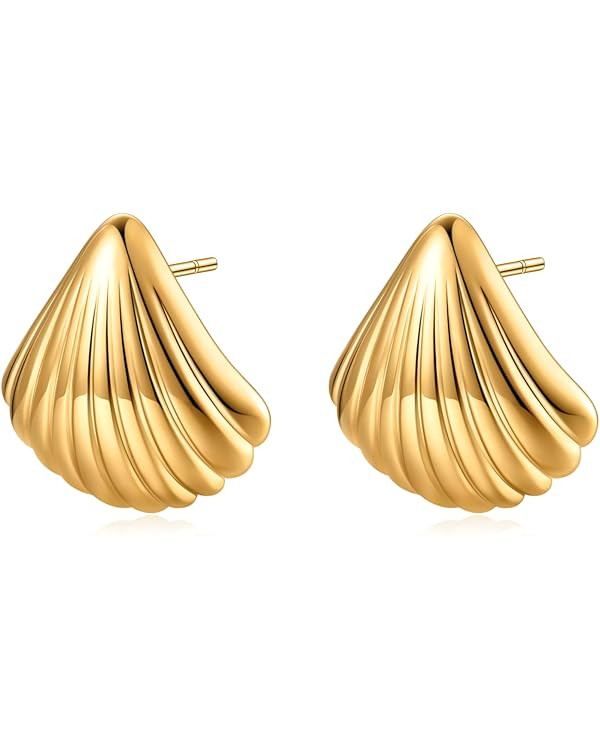Rnivida Shell Studs Earrings Stainless Steel Ocean Themed Seashell Jewelry Gift for Women | Amazon (US)