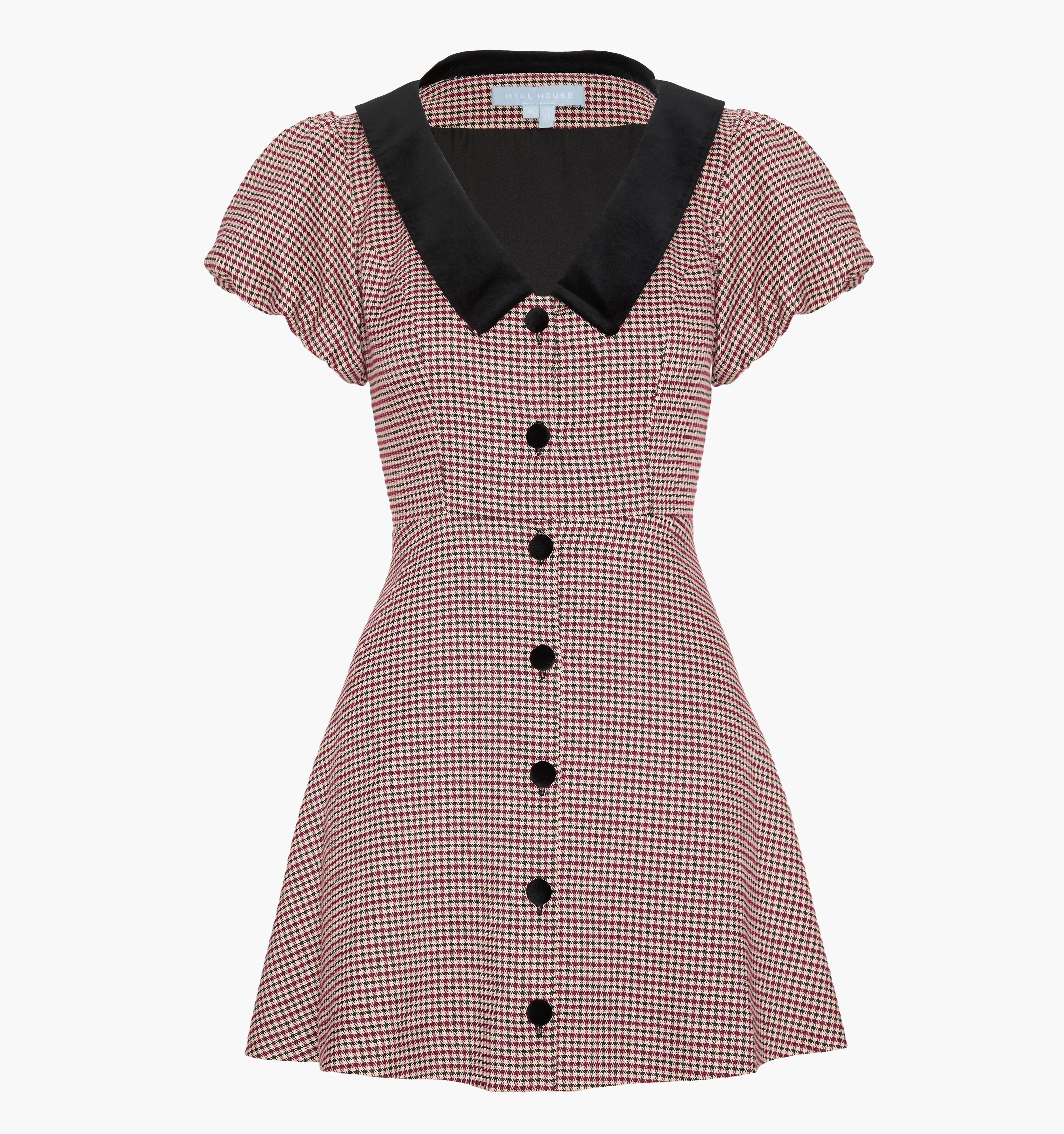 The Samantha Dress | Burgundy Holmes Houndstooth / S | 98% Polyester | Hill House Home | Hill House Home US