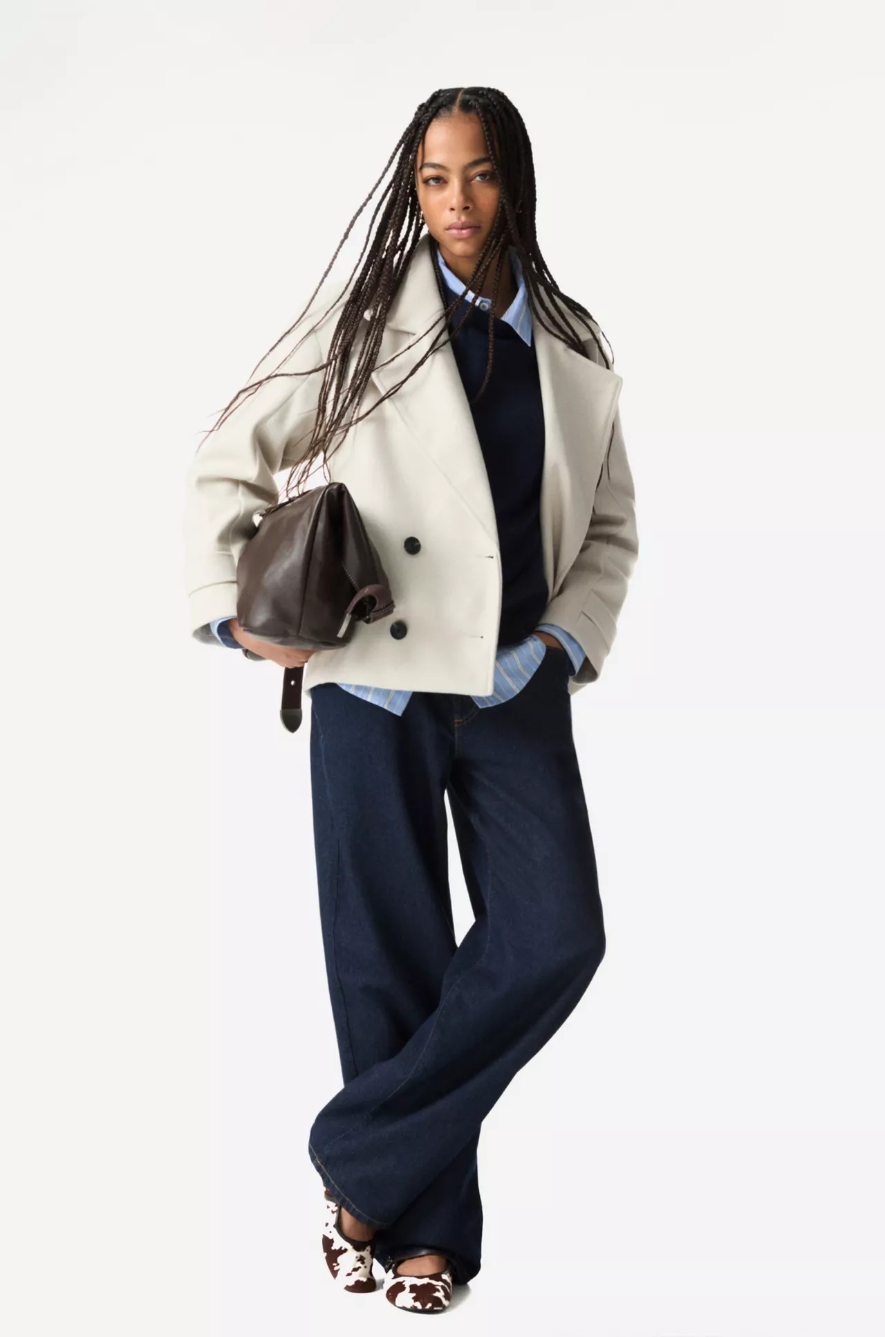 Short felt texture coat | PULL and BEAR UK