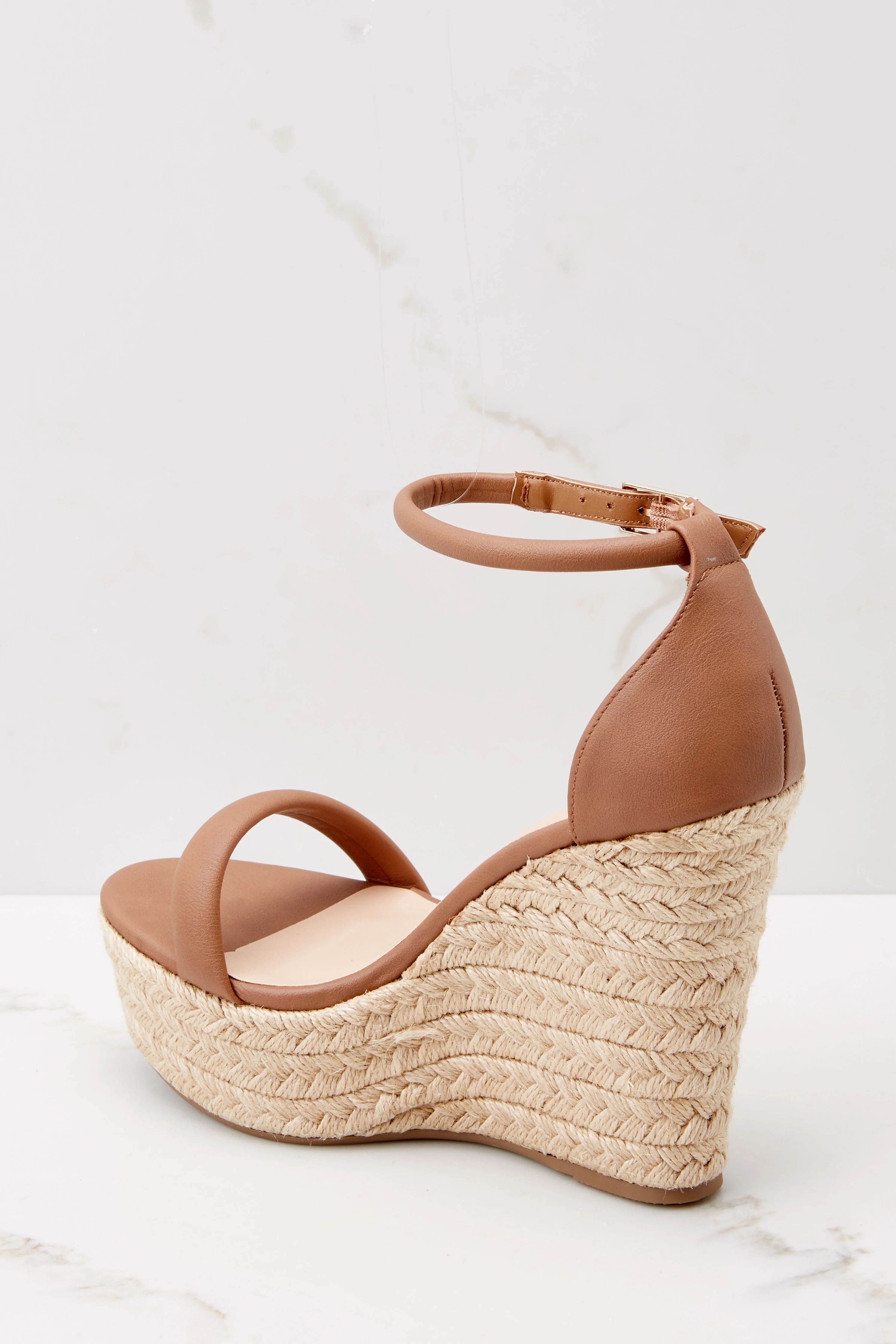 Evening Essential Tan Wedge Sandals | Red Dress 