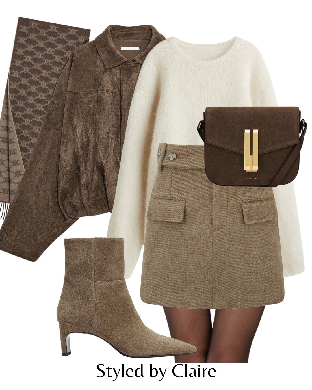 THAT ODD MUSE SKIRT🙋🏽‍♀️
Tags: tweed mini pockets medium brown suede faux bomber jacket Zara mohair knit jumper sweater heel boots demellier London bag fashion autumn inspo transitional outfit ideas city break chic women’s style office work wear tonal minimal H&M 

#LTKautumn #LTKbag #LTKstyletip