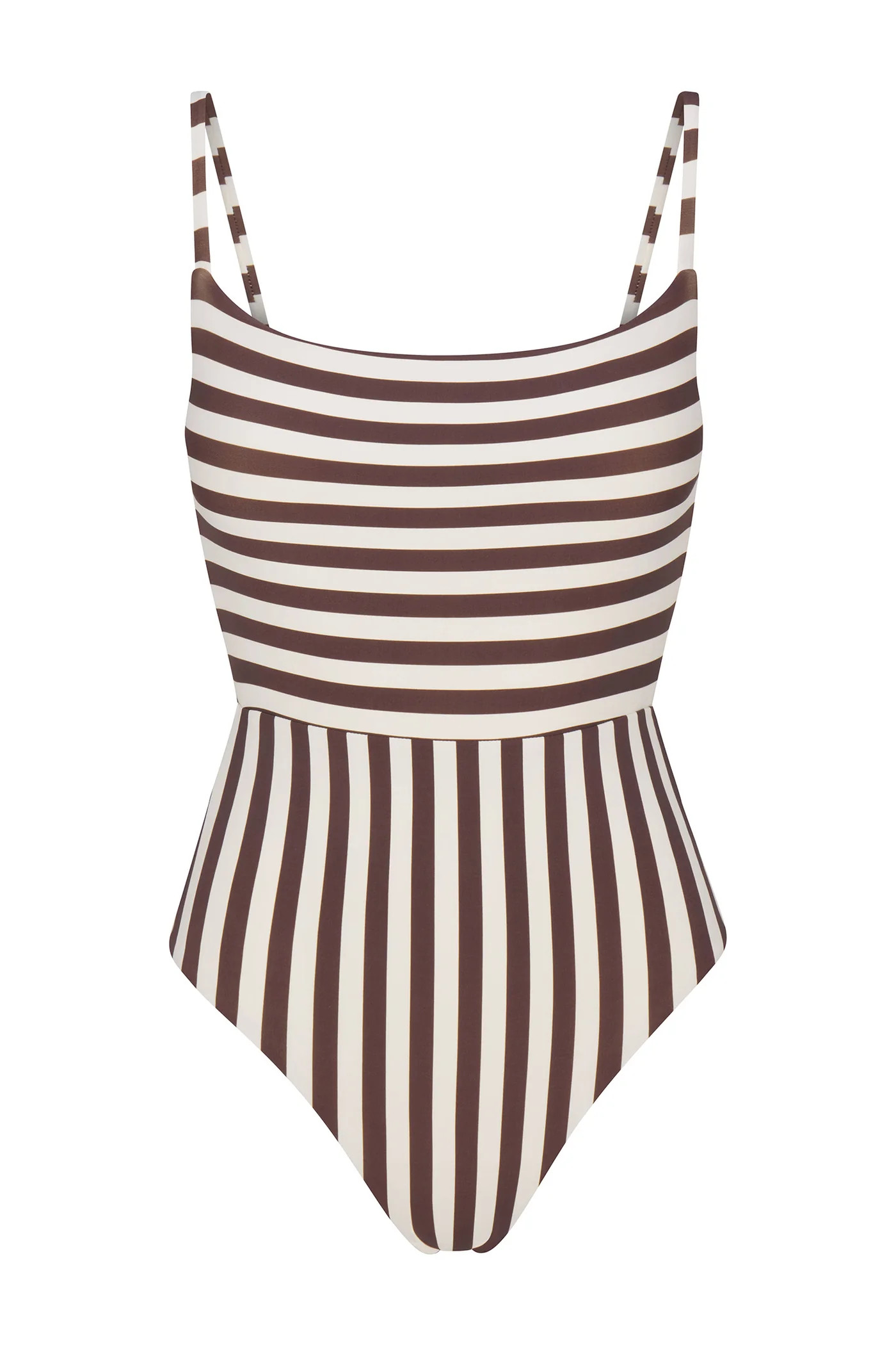 Square Neck Open Back One-Piece in Mixed Stripes | Anemos Swim (US)