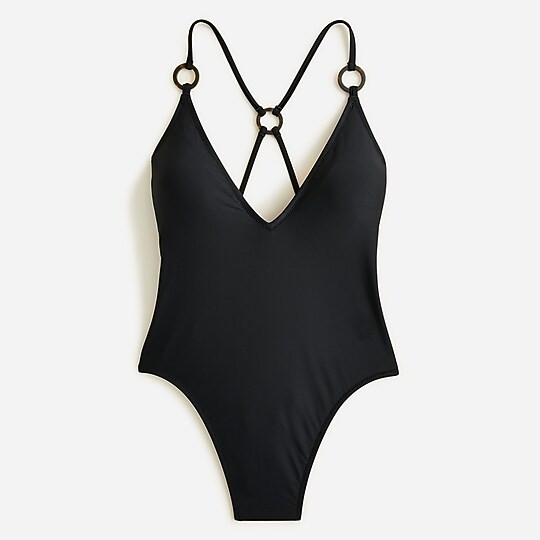 O-ring V-neck one-piece | J. Crew US