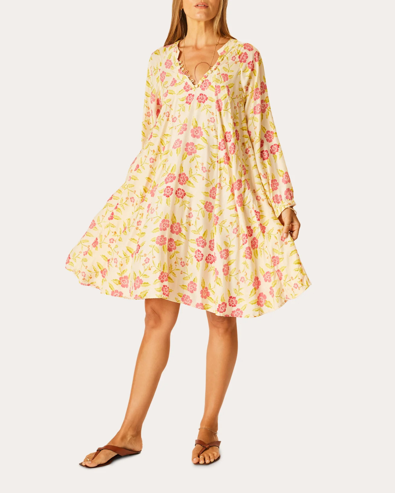 Natalie Martin Women's Fiore Floral-Print Silk Mini Dress in Prairie Dusty Crimson | Olivela