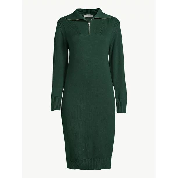 Free Assembly Women's Half Zip Sweater Dress | Walmart (US)