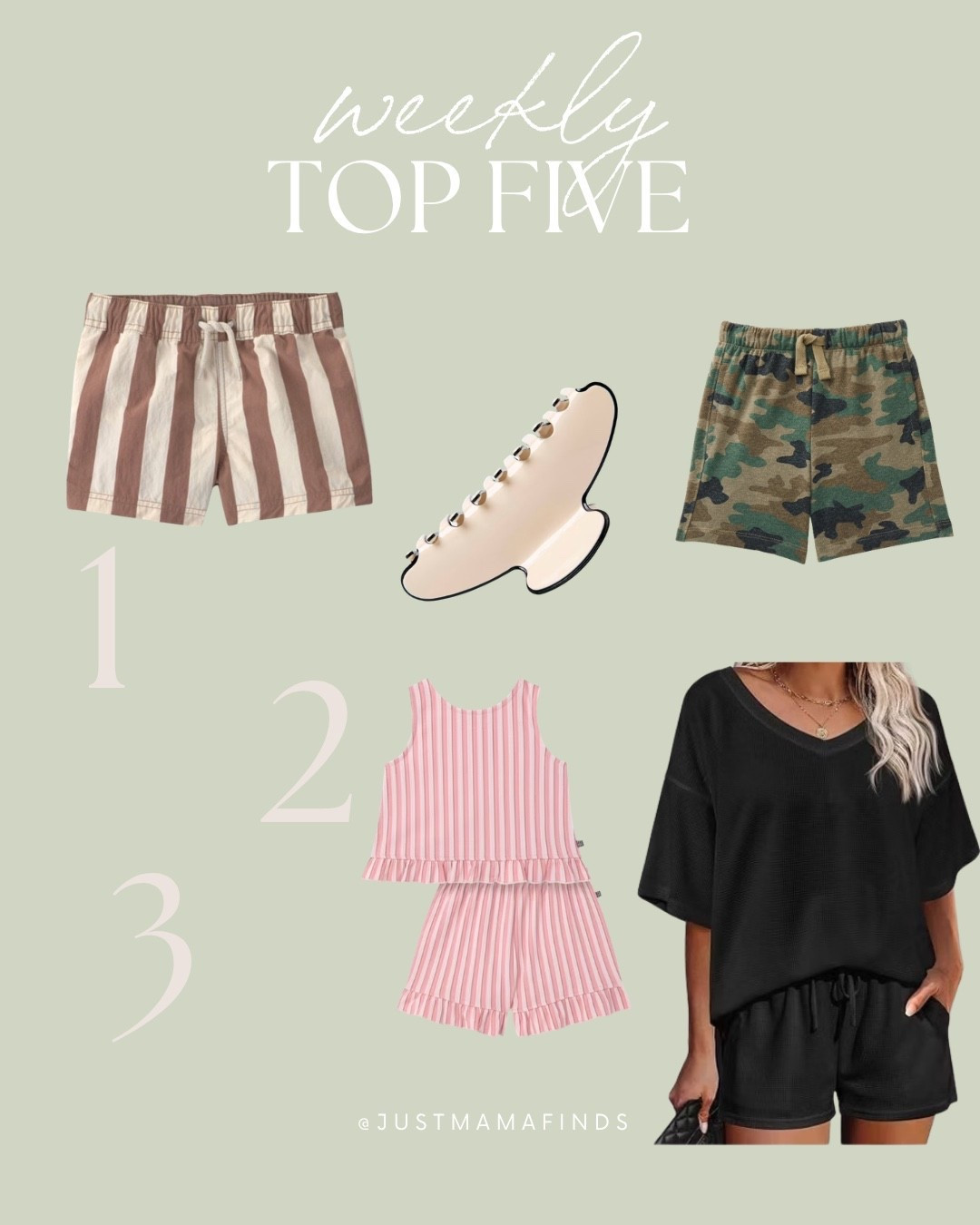 Weekly top 5 best-sellers! 

Matching set, swim trunks, claw clip 

#LTKootd #LTKKids #LTKmomlife