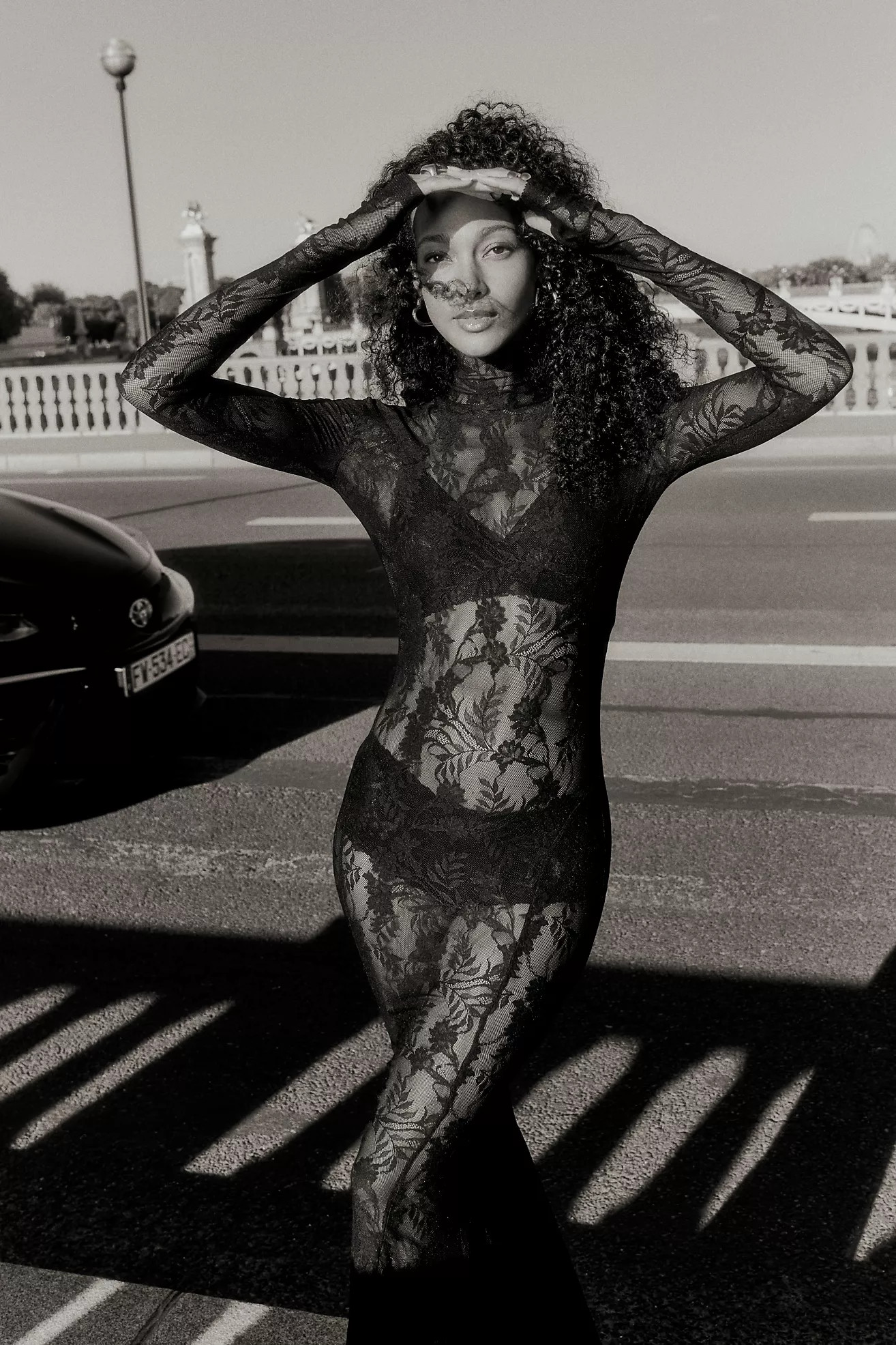 Norma Kamali Sheer Lace Long-Sleeve High-Neck Maxi Dress | Anthropologie (US)