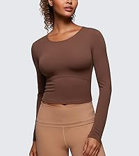 CRZ YOGA Butterluxe Scoop Neck Long Sleeve Shirts for Women - Workout Athletic Casual Tops Crop S... | Amazon (US)